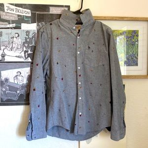 Fall Pattern Short Sleeved Penguin Button Down; check pics for design